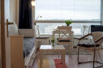 Ein Sitzbereich in der Unterkunft Strandnahe Ferienwohnung FB08.05 mit Meerblick