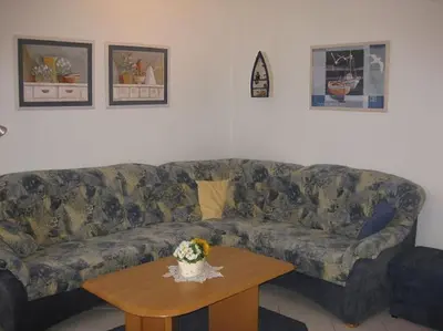 Ein Sitzbereich in der Unterkunft Dallacker 01