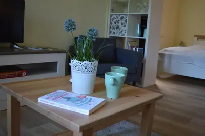 Ein Bett oder Betten in einem Zimmer der Unterkunft Ferienwohnung Osteland