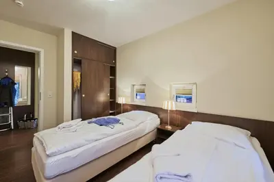 Ein Bett oder Betten in einem Zimmer der Unterkunft Haus Scharhörn-Riff - Fewo 16