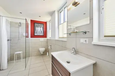 Ein Badezimmer in der Unterkunft Haus Scharhörn-Riff - Fewo 18