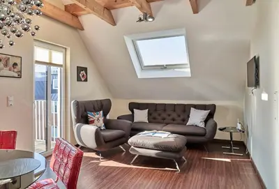 Ein Sitzbereich in der Unterkunft Haus Scharhörn-Riff - Fewo 18