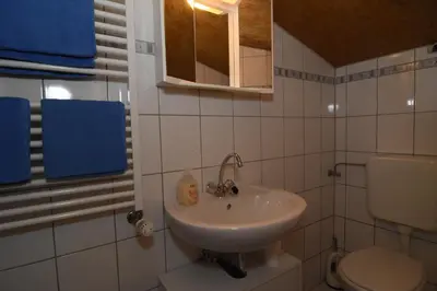 Ein Badezimmer in der Unterkunft kleines Appartment auf Gestütsanlage