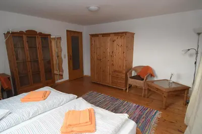 Ein Bett oder Betten in einem Zimmer der Unterkunft Ferienwohnung in herrlicher Waldrandlage