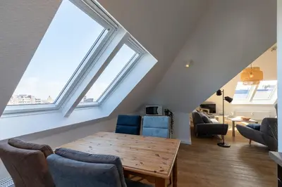 Ein Sitzbereich in der Unterkunft Am Seedeich 7, Wohnung 16