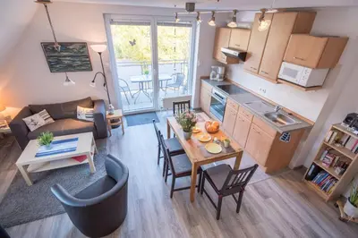 Küche/Küchenzeile in der Unterkunft Ferienwohnung 'Möwe Whg. 4'