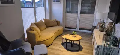 Ein Sitzbereich in der Unterkunft Apart Seegras