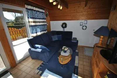 Ein Sitzbereich in der Unterkunft Ferienhaus Sonnentau