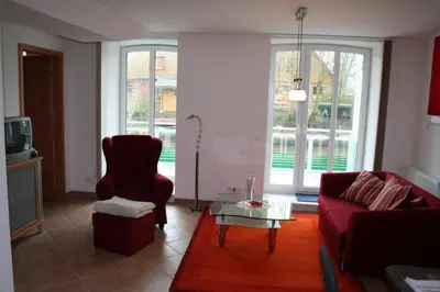 Ein Sitzbereich in der Unterkunft Ferienwohnung Korte