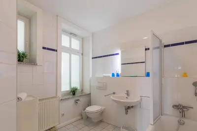 Ein Badezimmer in der Unterkunft Am Seedeich 7, Wohnung 4