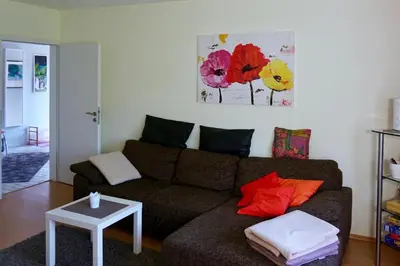 Ein Sitzbereich in der Unterkunft Ferienwohnung Wattfischer