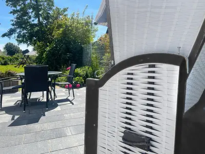 Ein Balkon oder eine Terrasse in der Unterkunft Deichoase Strandhaus