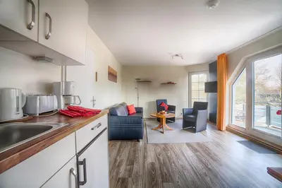 Küche/Küchenzeile in der Unterkunft Dünenglück, Ferienwohnung 21