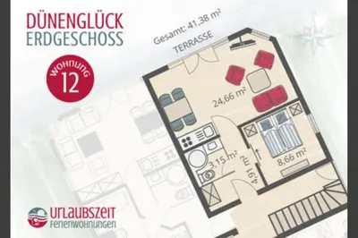 Grundriss der Unterkunft Dünenglück, Ferienwohnung 12