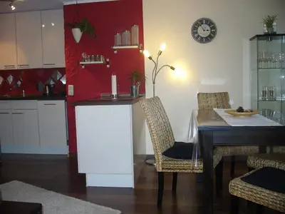 Küche/Küchenzeile in der Unterkunft Voßhörn 27, Ferienwohnung 4