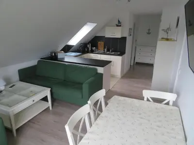 Küche/Küchenzeile in der Unterkunft Ferienwohnung Herzmuschel