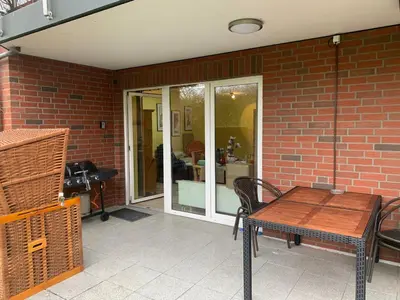 Ein Balkon oder eine Terrasse in der Unterkunft Lilli-Marleen 1-23 Wurster-Nordsee-Küste