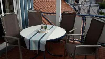 Ein Balkon oder eine Terrasse in der Unterkunft Rugenbargsweg 12