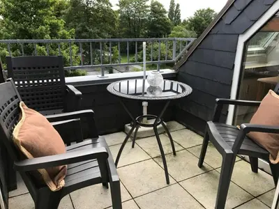 Ein Balkon oder eine Terrasse in der Unterkunft Voßhörn 09