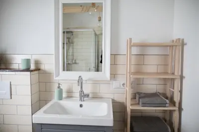 Ein Badezimmer in der Unterkunft Lytte Hytte - Ferienhaus Wingst
