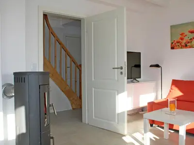 Ein Sitzbereich in der Unterkunft Ferienhaus Domizil Wattenmeer