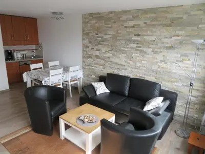 Ein Sitzbereich in der Unterkunft Ferienwohnung Meerglück