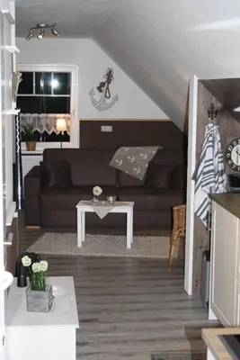 Ein Sitzbereich in der Unterkunft Ferienwohnung Elbkoje