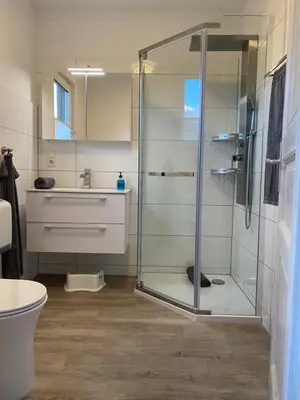 Ein Badezimmer in der Unterkunft Ferienhaus Kiebitz
