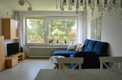 Ein Sitzbereich in der Unterkunft Ferienwohnung Meerzeit