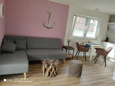 Ein Sitzbereich in der Unterkunft Deichresidenz Büsum