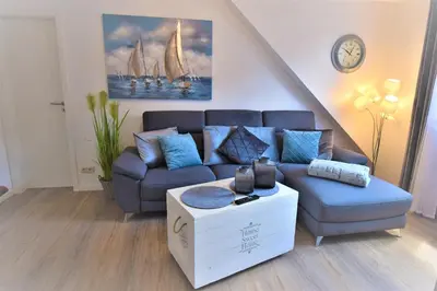 Ein Sitzbereich in der Unterkunft Haus Schatz am Meer Appartement 11 Schatzinsel