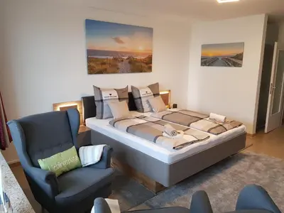 Ein Bett oder Betten in einem Zimmer der Unterkunft Fewo-Elbsicht-405