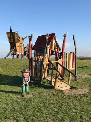 Ein Kinderspielbereich in der Unterkunft Nordsee Ferienhaus Diemel