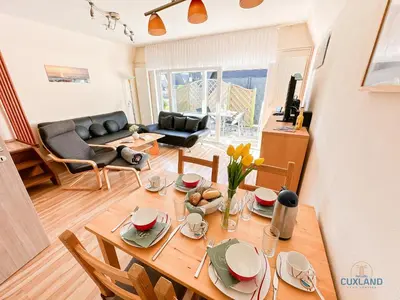 Ein Sitzbereich in der Unterkunft Ferienhaus am Ringwall 8