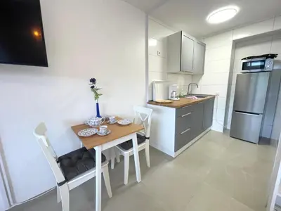 Küche/Küchenzeile in der Unterkunft Studio-Apartment im Haus Frauenpreiss FeWo 404