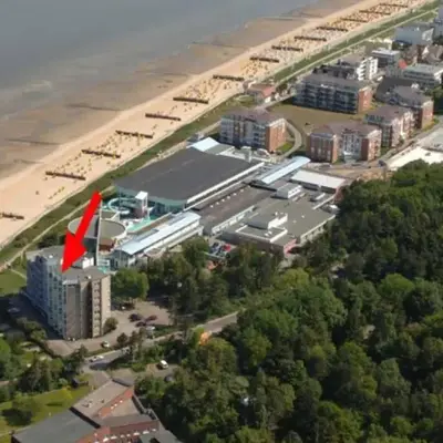 Apartment 103 im Haus Seehütte direkt am Strand in Cuxhaven Duhnen mit Seesicht in der Ferne