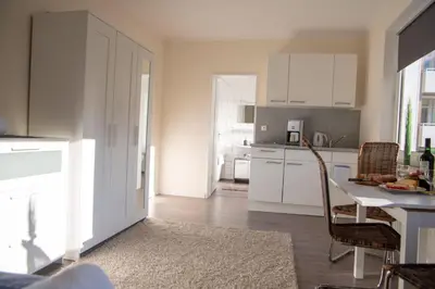 Küche/Küchenzeile in der Unterkunft Studio-Apartment Nr. 59 im strandnahen Haus Frauenpreiss