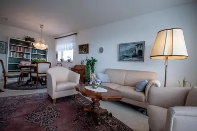 Ein Sitzbereich in der Unterkunft Strandnahe Ferienwohnung FB12.01