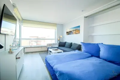 Ein Sitzbereich in der Unterkunft Haus Frische Brise Wohnung 7 10 Inselblick