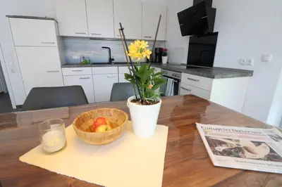 Küche/Küchenzeile in der Unterkunft Ferienhaus im Angerdorf