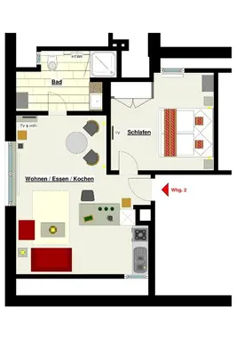 Grundriss der Unterkunft dat geele hus 2