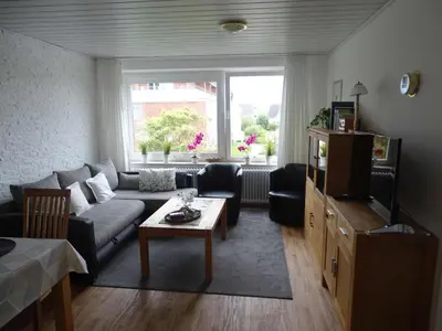 Ein Sitzbereich in der Unterkunft Ferienwohnung Meerleben