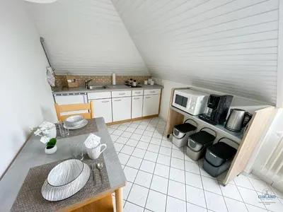 Küche/Küchenzeile in der Unterkunft Refugium Storchenwiese Wohnung 1