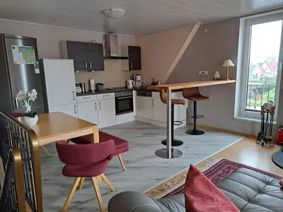 Küche/Küchenzeile in der Unterkunft Ferienwohnung Lefering Stiftung