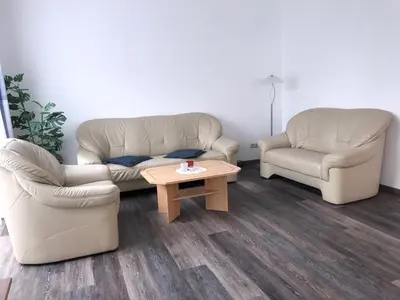 Ein Sitzbereich in der Unterkunft Voßhörn 19