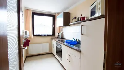 Küche/Küchenzeile in der Unterkunft Haus Kerstin Duhnen Wohnung 10