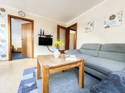 Ein Sitzbereich in der Unterkunft Haus Kerstin Duhnen Wohnung 10