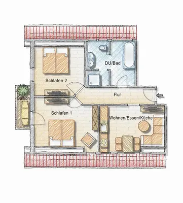 Grundriss der Unterkunft Dyke Appartements