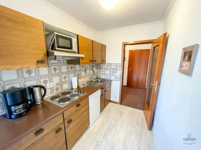 Küche/Küchenzeile in der Unterkunft Haus Elbe Döse Wohnung 9