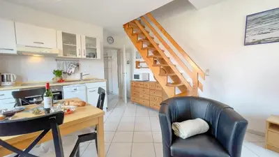 Küche/Küchenzeile in der Unterkunft strandnahe Ferienwohnung mit zwei sep. Schlafzimmern
